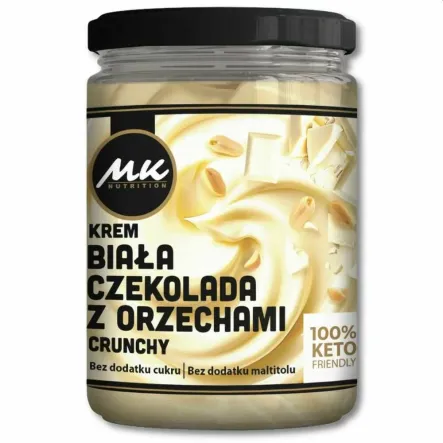 Krem Biała Czekolada z Orzechami Crunchy Bez Dodatku Cukru 500 g - MK Nutrition