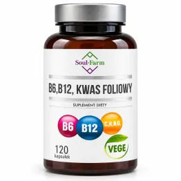 Witamina B6 B12 Kwas Foliowy VEGE 120 Kapsułek - Soul-Farm