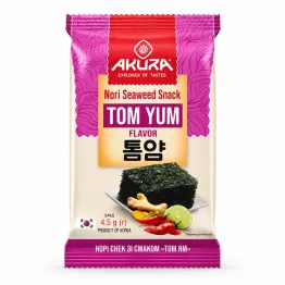 Chrupiąca Przekąska Nori o Smaku Tom Yum 4,5 g AKURA (Chipsy z Prażonych Wodorostów Nori)