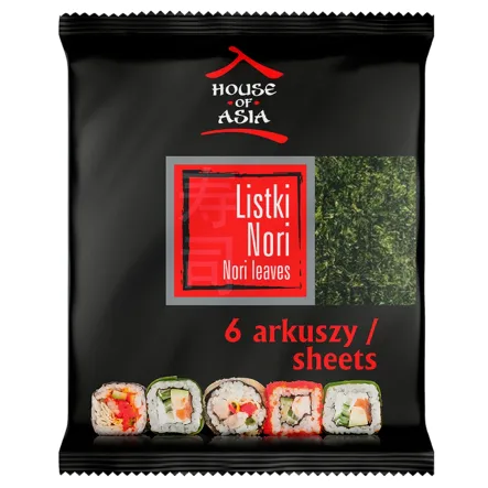 Liście Prażonych Alg Morskich w Arkuszach 6 sztuk - House of Asia