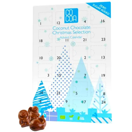 Kalendarz Adwentowy z Czekolady Kokosowej Bez Dodatku Cukru Bio 180 g - COCOA (data: 13.10.2026)