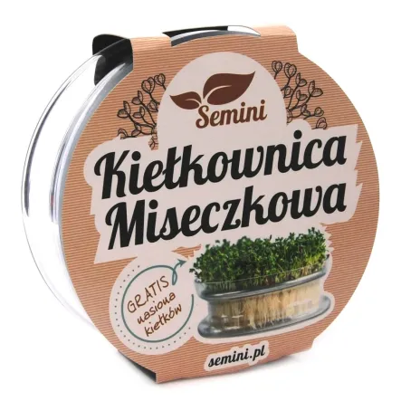 Kiełkownica Szklana Miseczkowa +Nasiona na Kiełki Rzeżucha 10 g - Semini