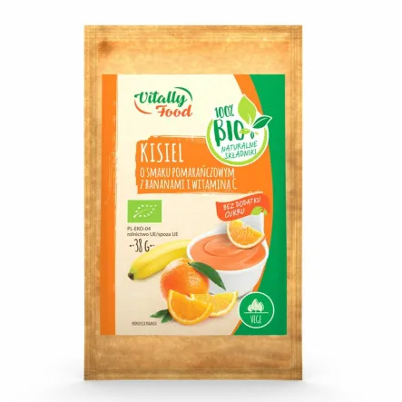 Bio Kisiel o Smaku Pomarańczowym z Bananami i Witaminą C 38 g - Vitally Food