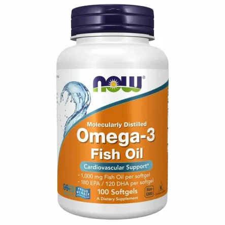 Omega-3 Oleje Rybne 1000 mg 100 Kapsułek - Now
