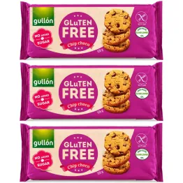 3 x Ciastka z Kawałkami Czekolady Bezglutenowe Bez Dodatku Cukru 125 g - Gullon