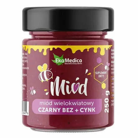 Miód Wielokwiatowy Czarny Bez, Cynk 250 g - EkaMedica (data: 08.11.2025)