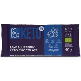 KETO Czekolada z Jagodami i Olejem MCT z Erytrytolem Bez Dodatku Cukru Bezglutenowa Bio 40 g - Cocoa