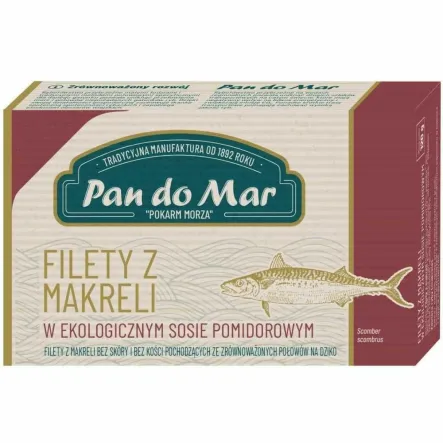 Makrela w Bio Sosie Pomidorowym 120 g (90 g) - Pan Do Mar
