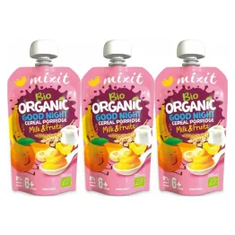 3 x BIO Owsianka z Mlekiem Good Night Banan i Brzoskwinia Bez Dodatku Cukru 110 g - Mixit