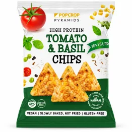 Chrupki Piramidki Proteinowe o Smaku Pomidora z Bazylią Bezglutenowe 60 g - Popcrop