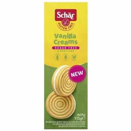 Markizy z Kremem Waniliowym Bezglutenowe Bez Dodatku Cukru 115 g (4x 29 g) - Schar