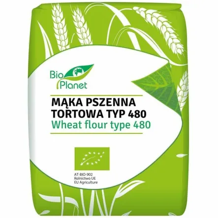 Mąka Pszenna Tortowa Typ 480 Bio 1 kg - Bio Planet - wszechstronna, tortowa, do pierogów i klusek, chleba i bułek, ciast i pizzy