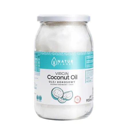Olej Kokosowy Nierafinowany Virgin 100% Tłoczony na Zimno 900 ml - Natur Planet