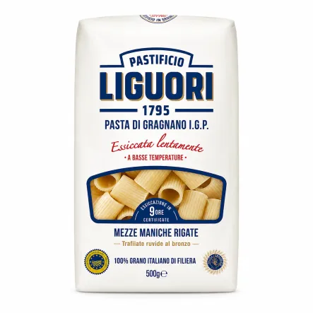 Makaron Mezze Maniche Rigate z Pszenicy Durum Pasta di Gragnano IGP 500 g Liguori