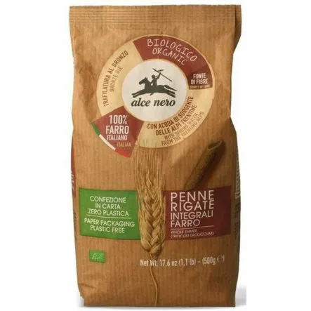 Makaron z Płaskurki Razowy Penne Bio 500 g - Alce Nero