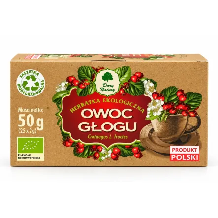 Herbatka Owoc Głogu BIO 50 g (25 Saszetek) - Dary Natury
