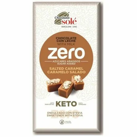 Czekolada Mleczna Słony Karmel Bez Dodatku Cukru ze Stewią KETO 100 g - Chocolates Sole