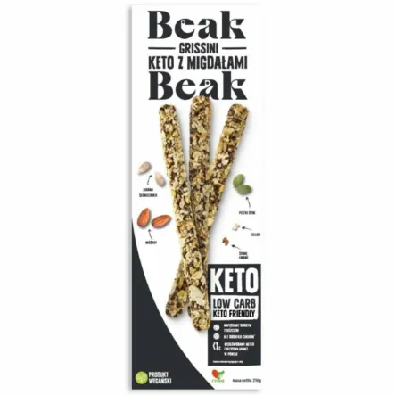 Grissini KETO z Migdałami 216 g - Beak Beak