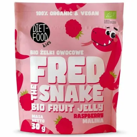 Żelki Owocowe Fred The Snake MALINA Bio 30 g - Diet-Food Kids