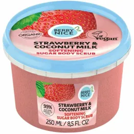 Wygładzający Cukrowy Scrub Do Ciała Truskawka and  Mleko Kokosowe 250 ml - Berry Nice