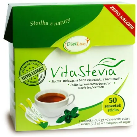 VitaStevia Słodzik W Saszetkach 50 sztuk po 1,5g - Erytrytol + Inulina + Glikozydy stewiolowe