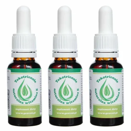 Zestaw 3 x Tokotrienole - Naturalna Witamina E w Kroplach 20 ml - Proved 
