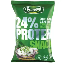 Chrupki Proteinowe o Smaku Śmietanki z Cebulą Bezglutenowe Bio 50 g - Biopont