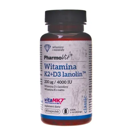 Witamina K2 Mk7+ D3 4000 IU 60 Kapsułek Pharmovit
