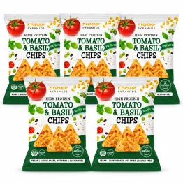 5 x Chrupki Piramidki Proteinowe o Smaku Pomidora z Bazylią Bezglutenowe 60 g - Popcrop