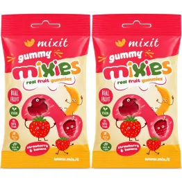 2 x Mixies Naturalne Żelki TRUSKAWKA, BANAN Bez Dodatku Cukru 35 g - Mixit
