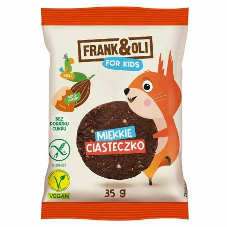 Miękkie Ciasteczko z Kakao i Pastą z Orzechów Laskowych 35 g - Frank i Oli For Kids