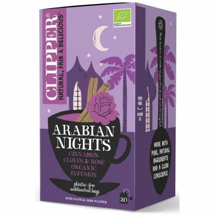 Herbatka z Cynamonem i Goździkami o Smaku Róży Arabian Nights Bio 40 g (20x2g) - Clipper