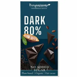 Czekolada Gorzka 80% Bez Dodatku Cukru Bezglutenowa Bio 60 g - Benjamissimo
