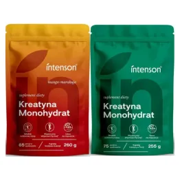 Kreatyna Monohydrat o Smaku Mango-Marakuja 260 g  + Kreatyna Monohydrat Pure 255 g - Intenson