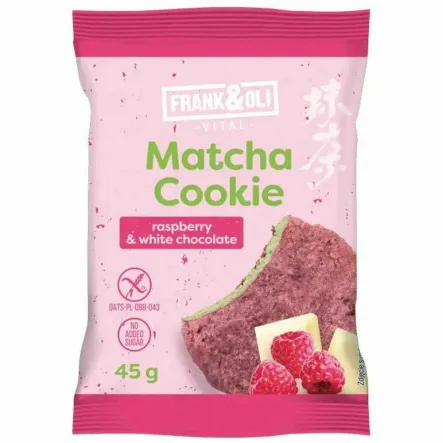 Miękkie Ciasteczko Matcha z Maliną Bezglutenowe Bez Dodatku Cukru 45 g - Frank&Oli