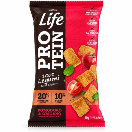 Chipsy Proteinowe z Roślin Strączkowych Pomidor i Oregano 40 g - Life