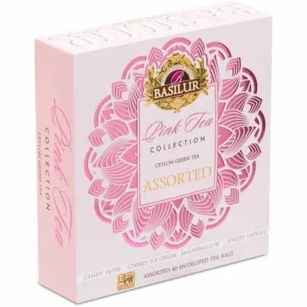 Zestaw Herbat Zielonych z Dodatkami Pink Tea Assorted 60 g (40x 1,5 g) - Basilur
