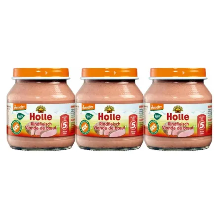 3 x Danie dla Niemowląt Mięso Wołowe Bio Demeter 125 g - Holle