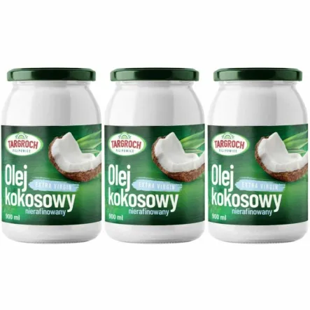 Zestaw 3 x Olej Kokosowy Extra Virgin Nierafinowany 900 ml - Targroch