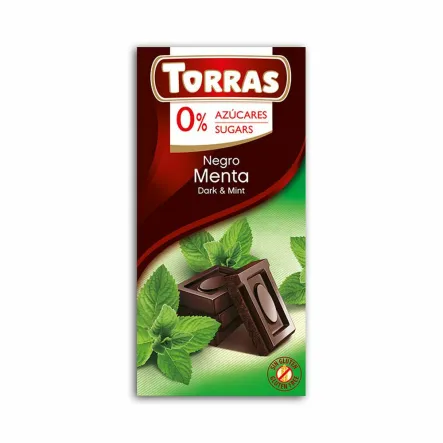 Czekolada Gorzka z Miętą  Bez Dodatku Cukru 75 g Torras