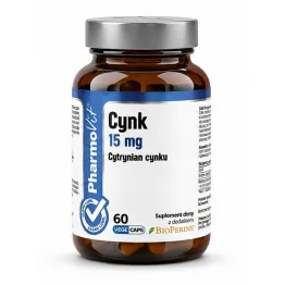 Cynk 15 mg Cytrynian Cynku z BioPerine 60 Kapsułek - Pharmovit