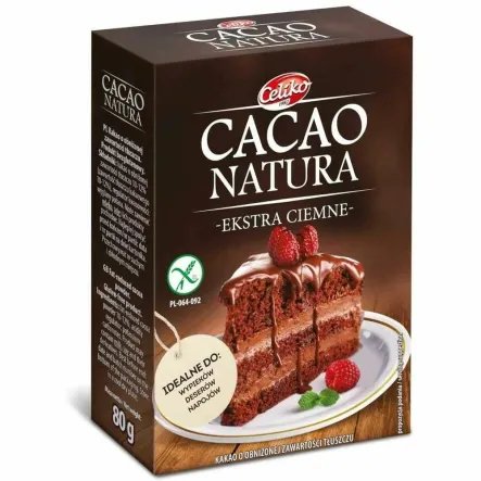 Kakao Sproszkowane Odtłuszczone Bezglutenowe 80 g - Celiko
