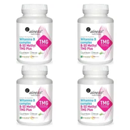 4 x Witamina B Complex B-50 Methyl TMG Plus 100 Kapsułek Vege - Aliness