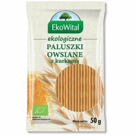Paluszki Owsiane Pełnoziarniste z Kurkumą BIO 50 g - EkoWital