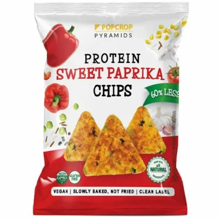 Chrupki Piramidki Proteinowe o Smaku Słodkiej Papryki Bezglutenowe 60 g - Popcrop