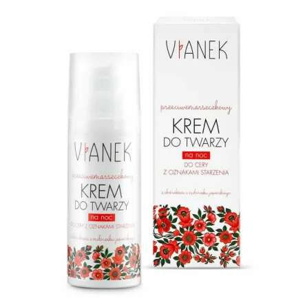 Przeciwzmarszczkowy Krem do Twarzy na Noc Cera z Oznakami Starzenia 50 ml - Vianek