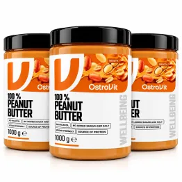 Zestaw 3 x Krem z Orzeszków Arachidowych Gładki Bez Dodatku Cukru i Soli 1 kg - OstroVit