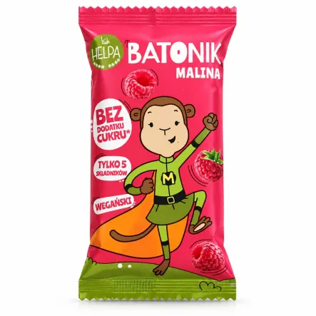 Batonik Daktylowy z Maliną Bez Dodatku Cukru Wegański 20 g - Helpa