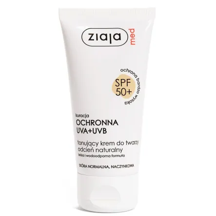 Tonujący Krem do Twarzy SPF50+ Odcień Naturalny 50 ml - Ziaja Med