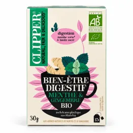 Herbatka z Miętą Imbirem i Bazylią Azjatycką BIO 30 g (15x 2 g) - Clipper